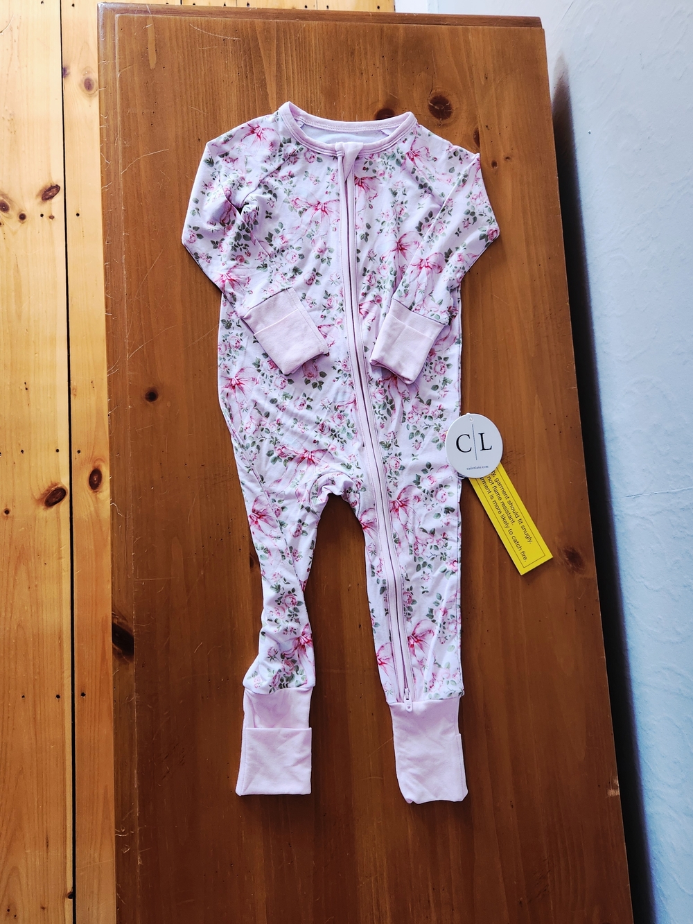 NWT Caden Lane 6-12m Pink Floral Bamboo One-Piece